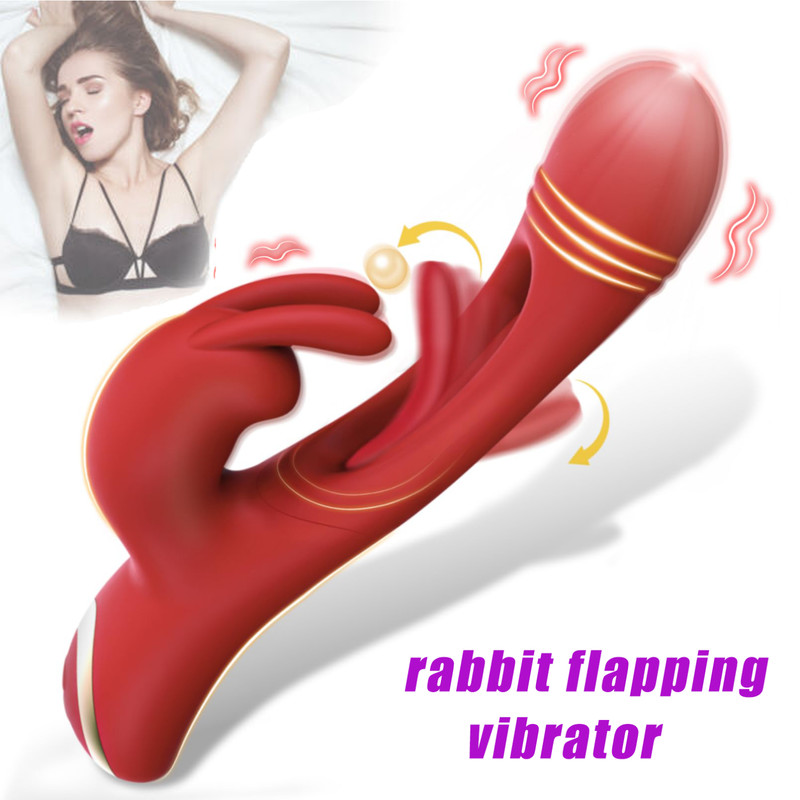 Flapping Rabbit Vibrator Tapping G-Spot Massager Dildo Sex Toys For Women