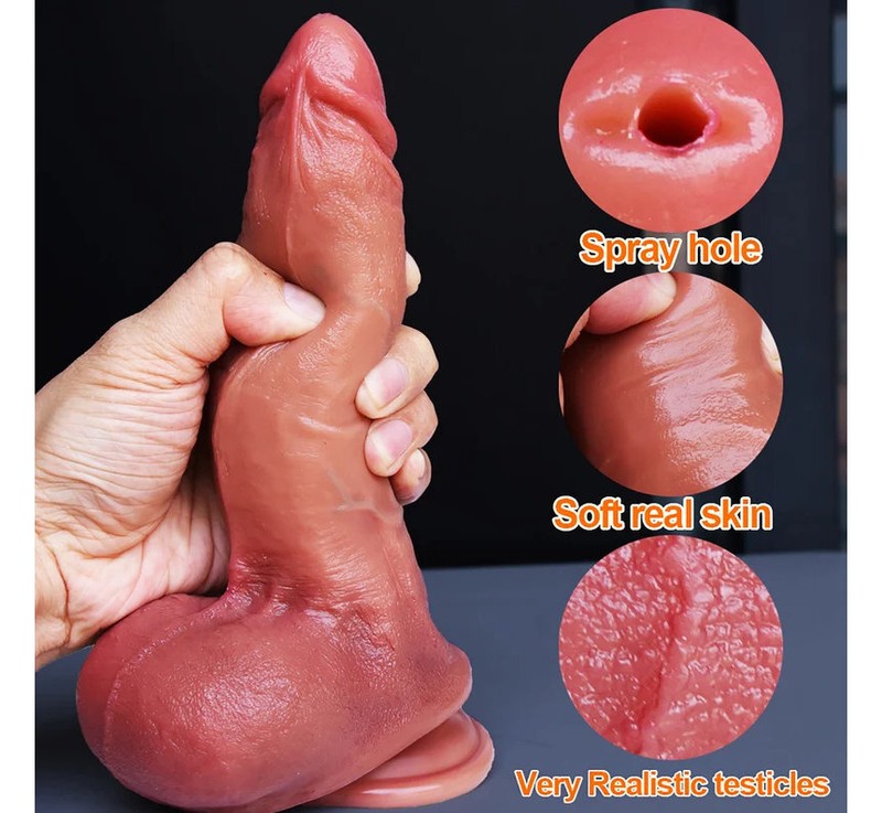 Squirting Ejaculating Lifelike Feeling Realistic Dildo 8 Inch Flesh Suction Cup gallery