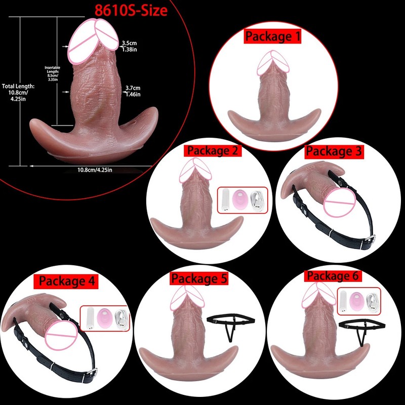 Versatile Wearable Realistic Penis Anal Plug Vibrating Mouth Gag Adjustable Belt