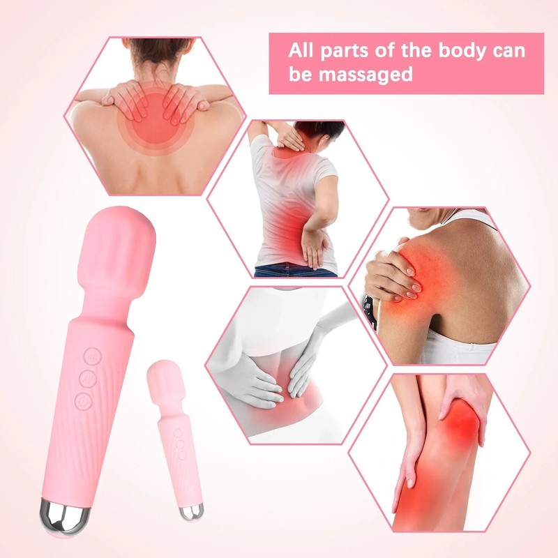 Personal Wand Massager with 20 Modes 8 Vibration *NEW*Body Massager Pink gallery