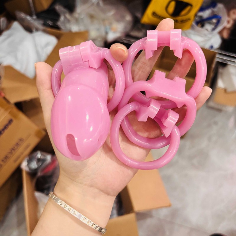 Resin Male Chastity Device with 4 Size Penis Rings Cock Cage Sex Toys For Men SM gallery