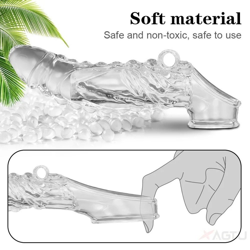 Reusable Penis Extender Silicone Sleeve Delay Ejaculation Cock Ring for Men gallery