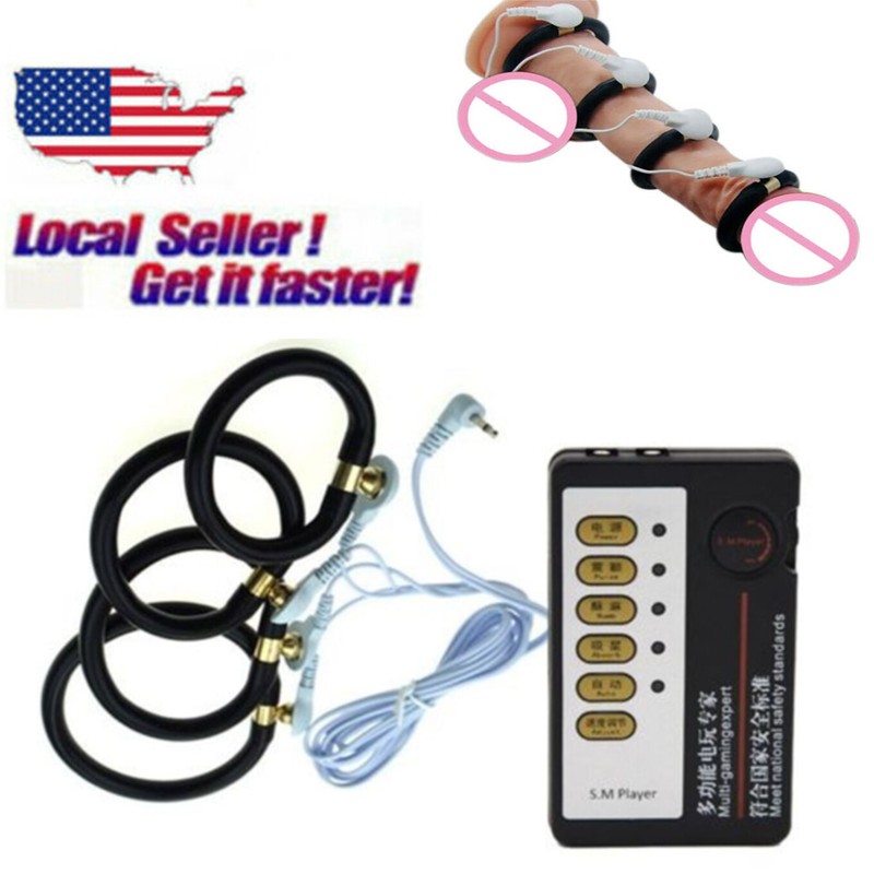 Electric E-stim Shock Therapy Penis-Cock-Ring-Sex Toy Enhancer Male Stretchering