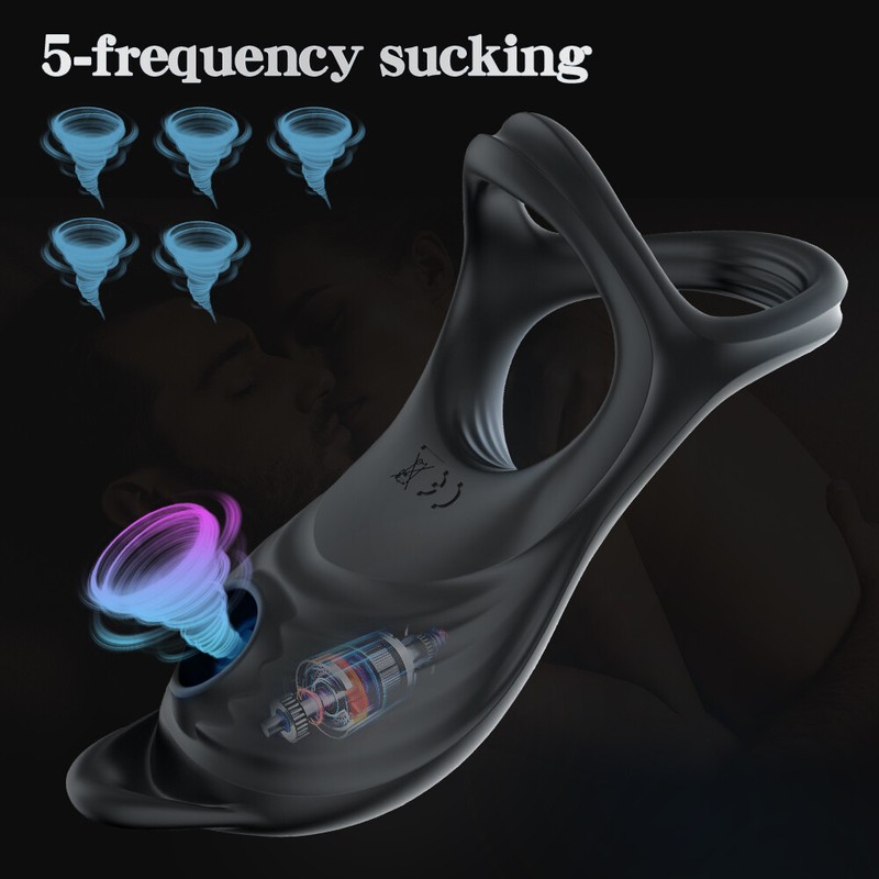 Silicone Male Cock Ring Penis Ring Sucking Clit Vibrator Sex Toys For Men Couple gallery