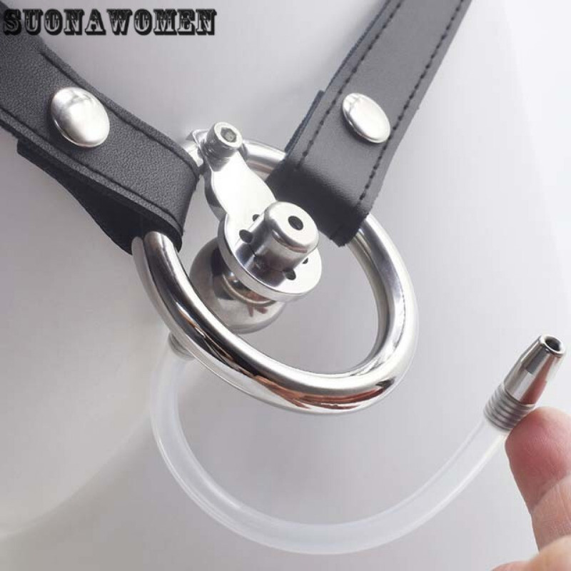 Negative Chastity Cage Male Flat Cage With Silicone tube Ring Invert Steel Sissy gallery
