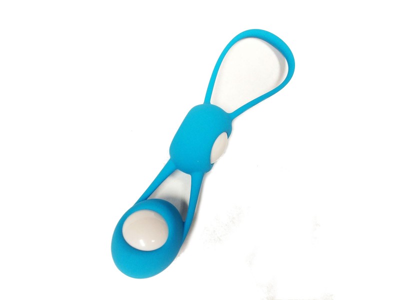 Geisha Love Balls in Silicone Harness. Duotone Silent Ben Wa Balls Blue