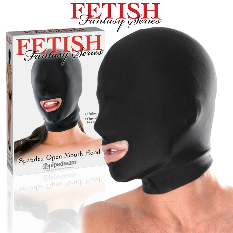 Fetish Fantasy Bondage Toy BDSM Black Spandex Hood Mouth Hole Mask Unisex Toys