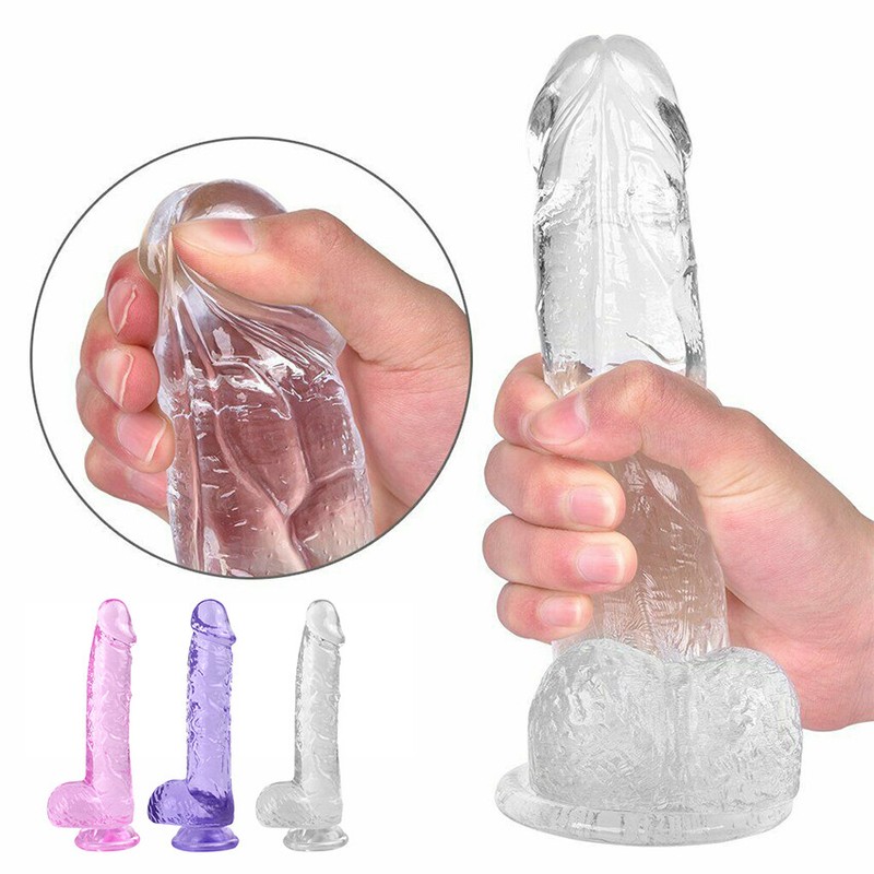 Jelly Dong Dildo Suction Cup Sex Waterproof Realistic Penis Cock Veined 3 Colors