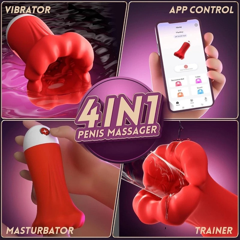 4IN1 Penis Vibrator Pocket Pussy Pump Training Stroker Male Masturbator for Men gallery