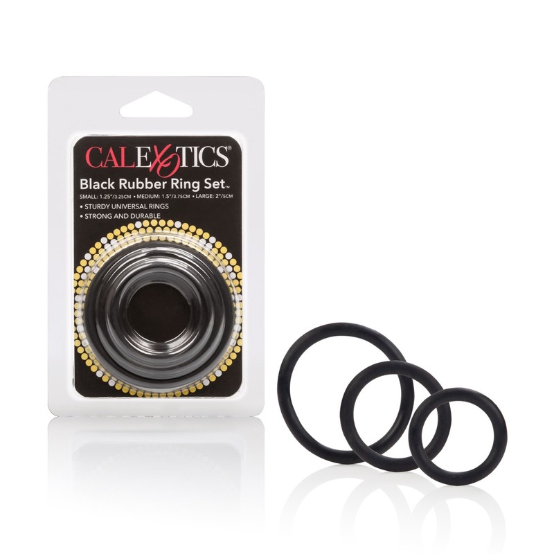 CalExotics Rubber Cock Ring 3 Piece Set Black