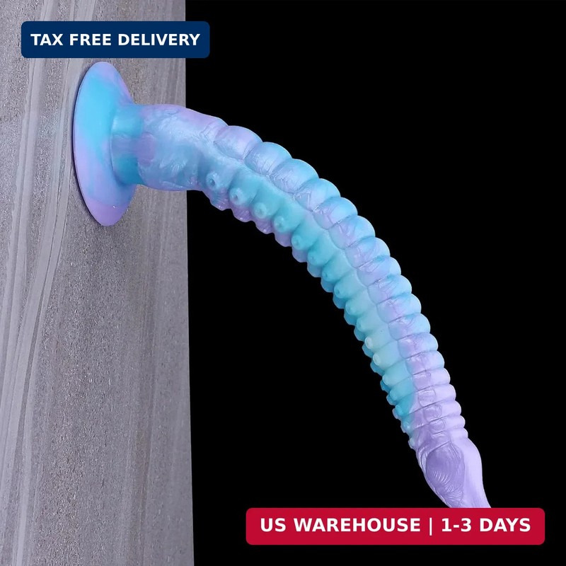 Anal Plug Long Luminous Tentacle Dildo with Suction Cup, 12inch Thin Silicone Dr gallery