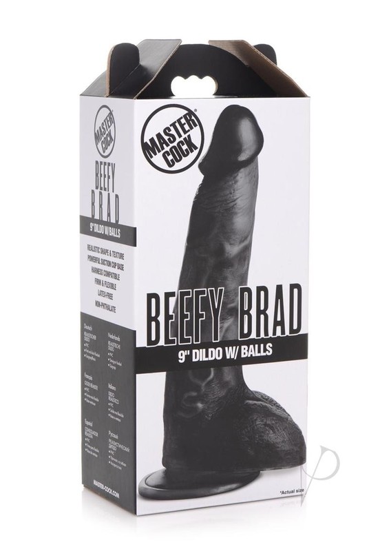 Master Cock Beefy Brad Dildo With Balls 9in – Black