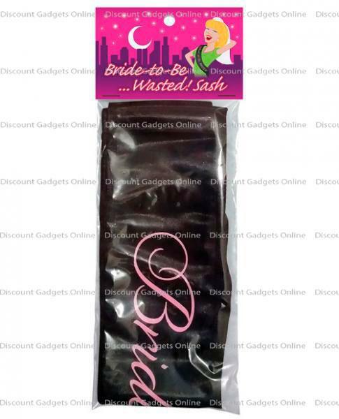 Bride To Be Wasted Sash Black O/S Party Costume Lingerie Novelty Clothing Fun