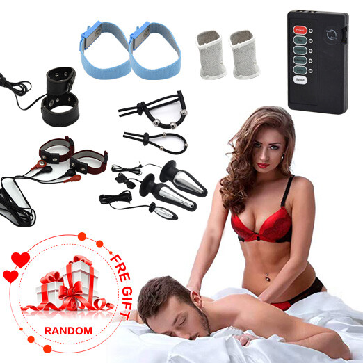Electric E-Stim Shock Male Penis Extender Sleeve Enhancer Cock Ring Anal-Plug