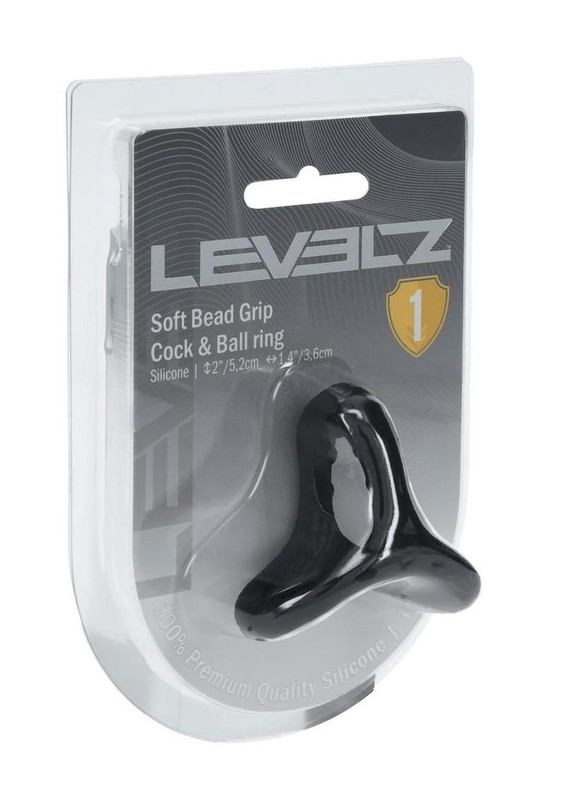 Levelz Soft Bead Grip Silicone Cock and Ball Ring – Black