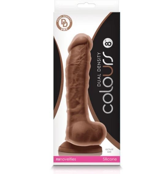 NS Novelties Colours Dual Density 8 inches Realistic Dildo Brown, New
