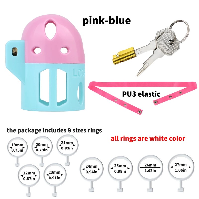 Male Chastity Cage device Base Ring Lock Elastic Strap Belt Harness 9 Sizes Ring