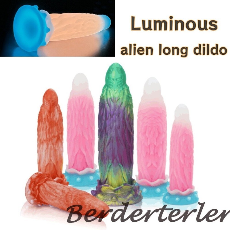 Long Luminous Dildo Mixed Color Soft Silicone Anal Dildos Fantasy Penis Sex Toys