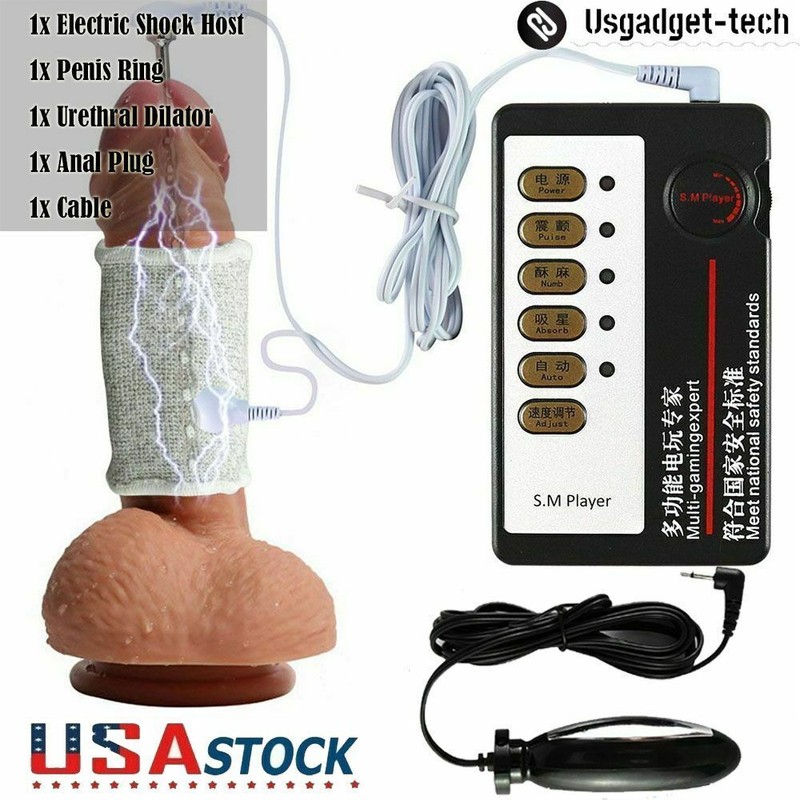 Electro E-Stim S-hock Male Penis Enhancer Stainless Anal Plug Therapy Kit Set