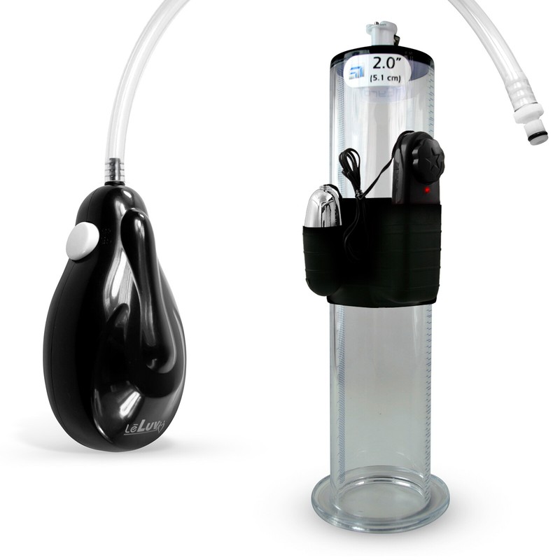 LeLuv eGrip Penis Pump Electric Handle | 9&Prime; 12&Prime; Wide Flange Cylinder with Bullet