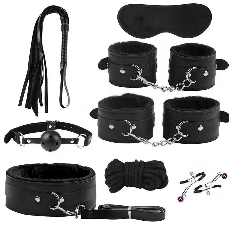 9Pcs SM Set Adult Sex Toy for Couple BDSM Restraint Kit Bondage Handcuff Fetish