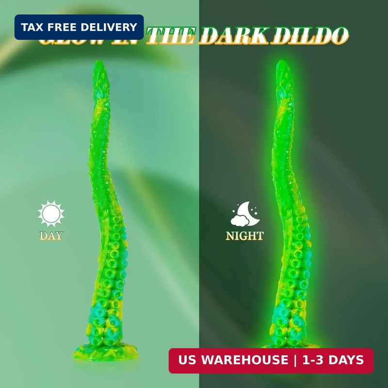 Long Tentacle Dildo Sex Toys: 13" Luminous Anal Dragon Dildo with Suction Cup, L gallery