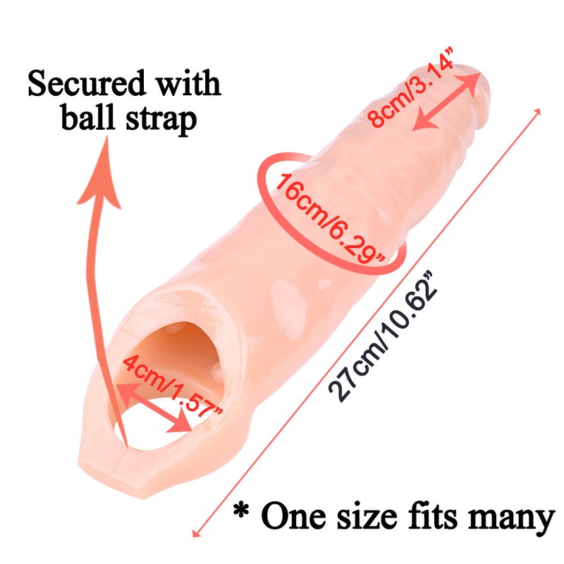 27CM Male-Cock-Girth-Enlarger-Enhancer-Penis-Extension-Sheath-Sleeve-Men-Sex-Toy