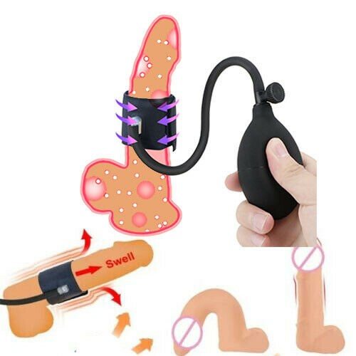 Inflatable Pump Penis Cock Ring Enhancer Ball Stretcher Masturbator for Men US