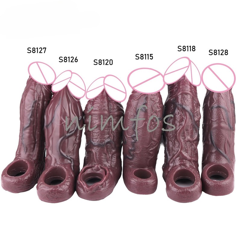 Silicone Realistic Penis Male Dick Delayed Ejaculation Hollow dildo Condom gallery
