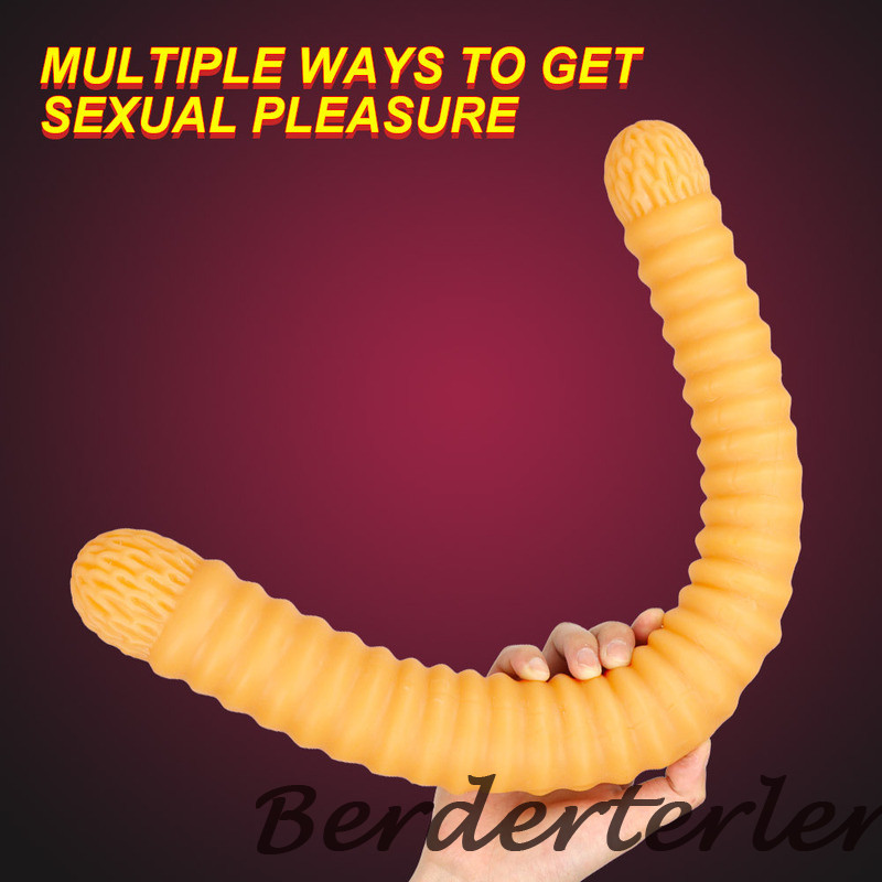 56cm Super Long Double Head Screw Thread Large Thick Anal Whip Lesbian Sex Toys gallery