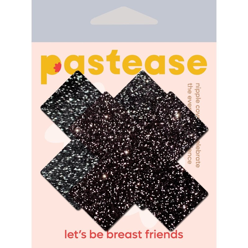 Pastease Plus X Sparkle Black Plus Nipple Pasties Cover, New