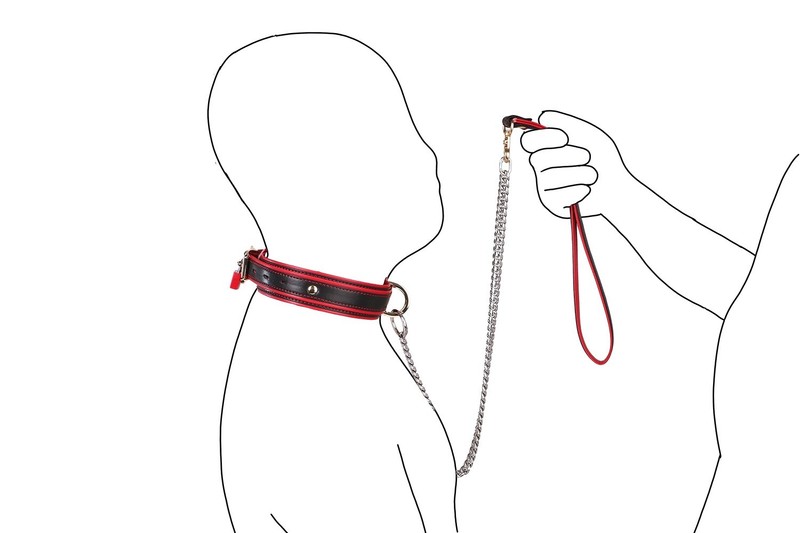 Premium Genuine Leather BDSM Collar Bondage Padded Choker With Lock Submissive gallery