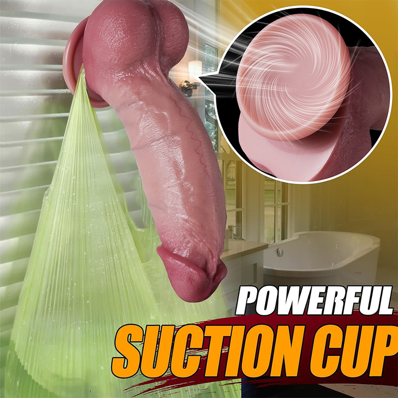 9" Liquid Silicone Realistic Dildo Skin Feeling Thick Big Penis Suction Sex Toys gallery