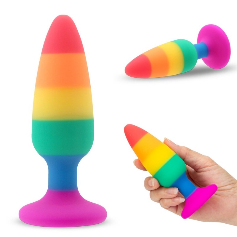 Silky Smooth Silicone Rainbow Pride Anal Butt Plug Sex Toys for Gay gallery