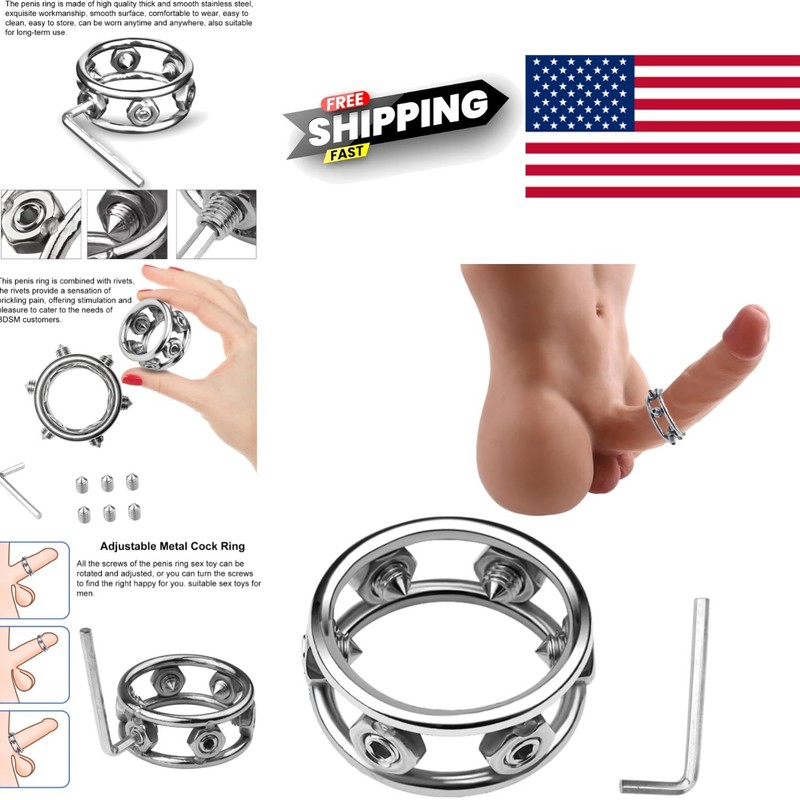 Stainless Steel Cock Ring 4.5cm Spiked Glans Ring for Enhanced Erection Delays