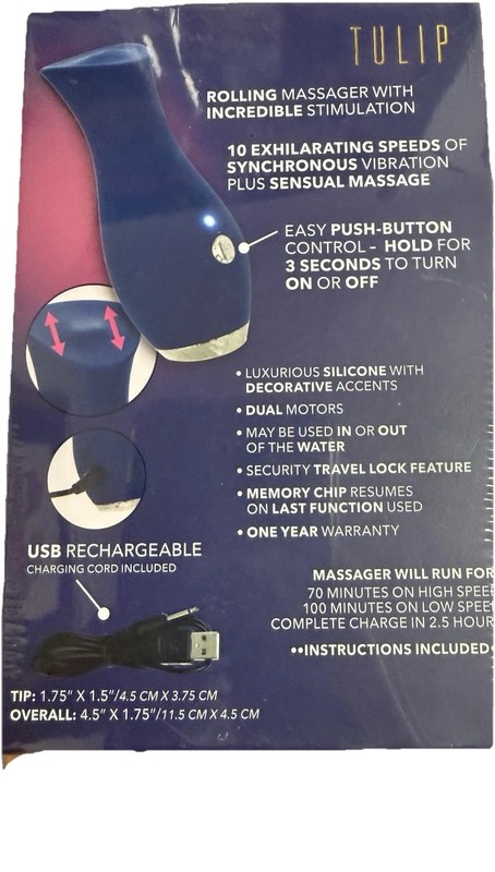 CalExotics Chíc™ Tulip Rolling Massage Vibrator in Navy/Blue. gallery