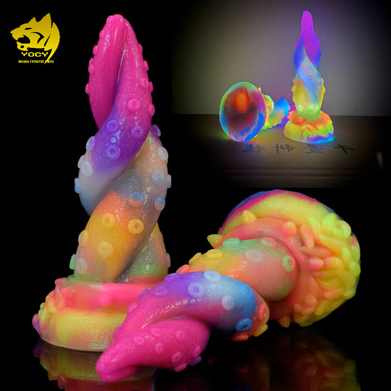 Luminous Silicone Dildo Fantasy Creature Suction Cup for Adult Use Lubricant
