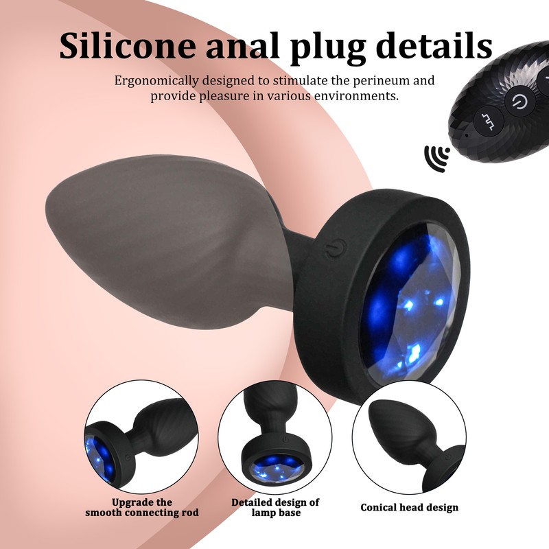 Vibrator Rotating Anal Plug LED Light Up Dildo Butt Massager Sex Toys Remote US gallery