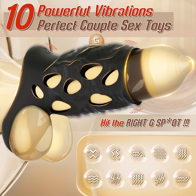 Couple&Gay-Friendly Vibrating Ring Hollow Breathable Locking Intimate Stimulator