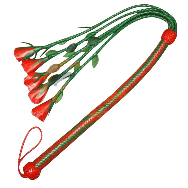 Handmade Genuine BDSM Leather Braided Whip 18 Inch Handle Artisan Leather Craft