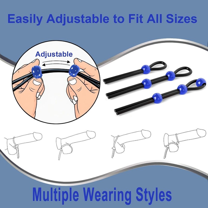 Dark Blue Adjustable Cock Rings for Men Easy to Clean Waterproof Design gallery