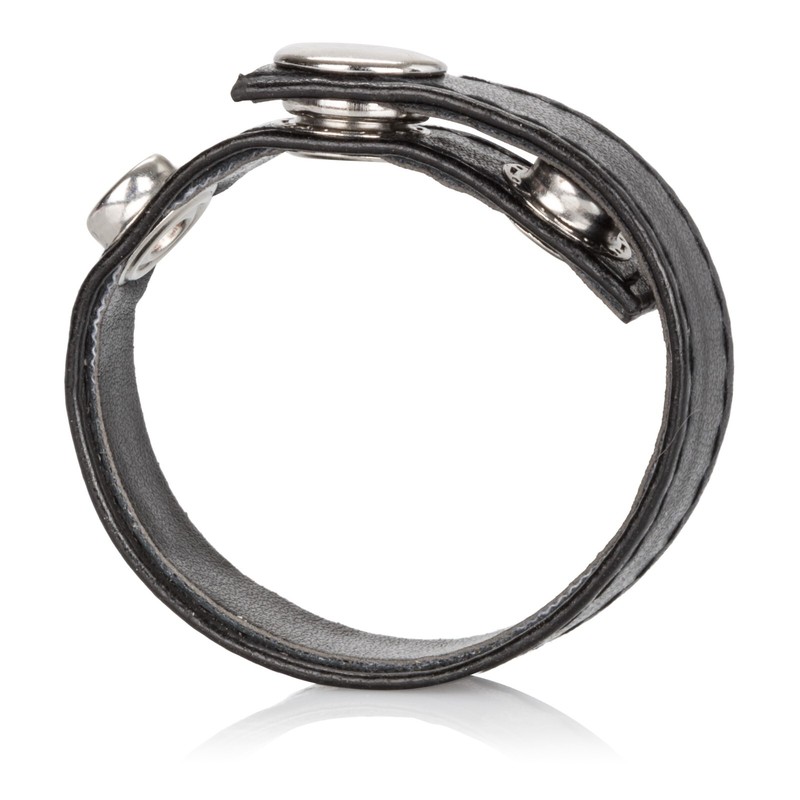 Cal Exotics Leather 3-Snap Ring Black - Adjustable Penis Cock Erection Enhancer gallery