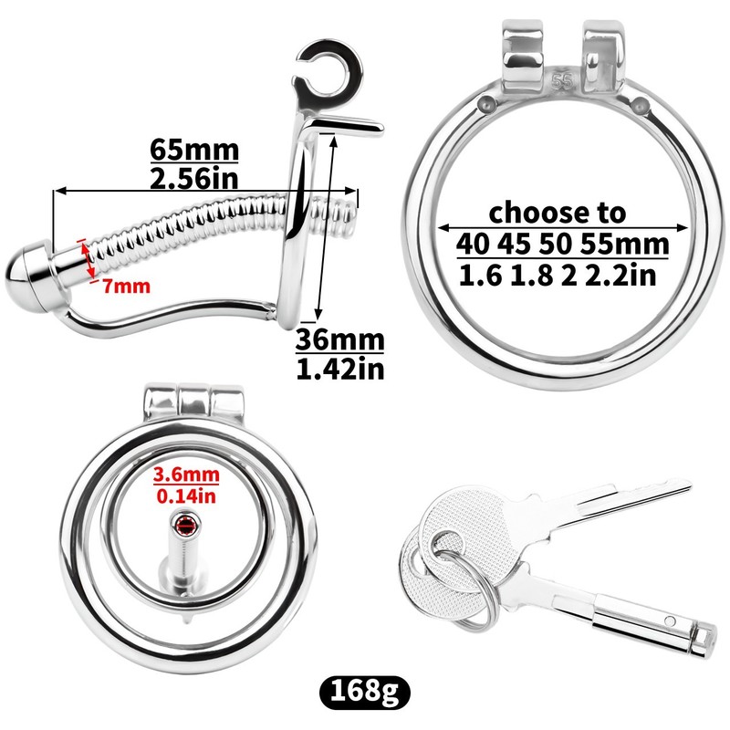 Stainless Steel Chastity Cage for Men, with Urethral Tube, BDSM Training Toy gallery