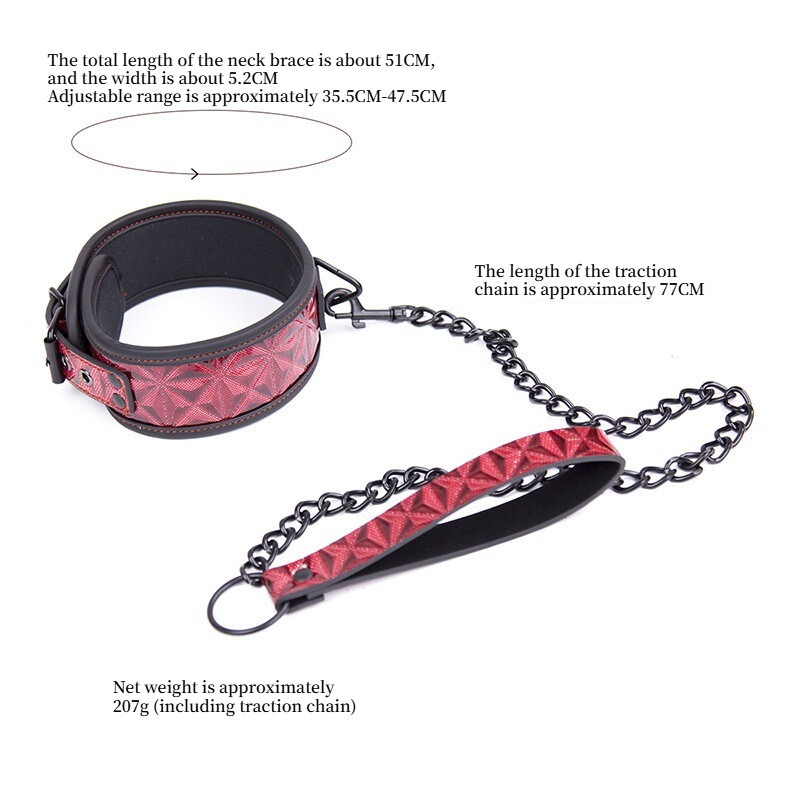 BDSM PU Leather Collar with leash Chain Restraint for Couples Bondage Sex Toys gallery