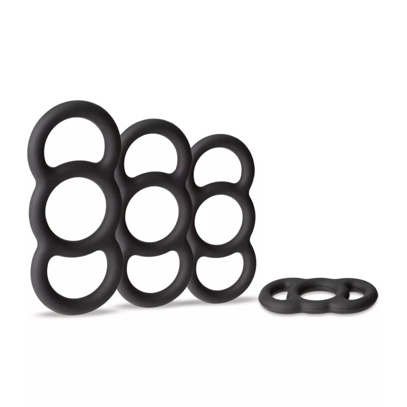 Precision Pump Erection Enhancer Silicone Cock Ring Black Penis Enlarger for Men gallery