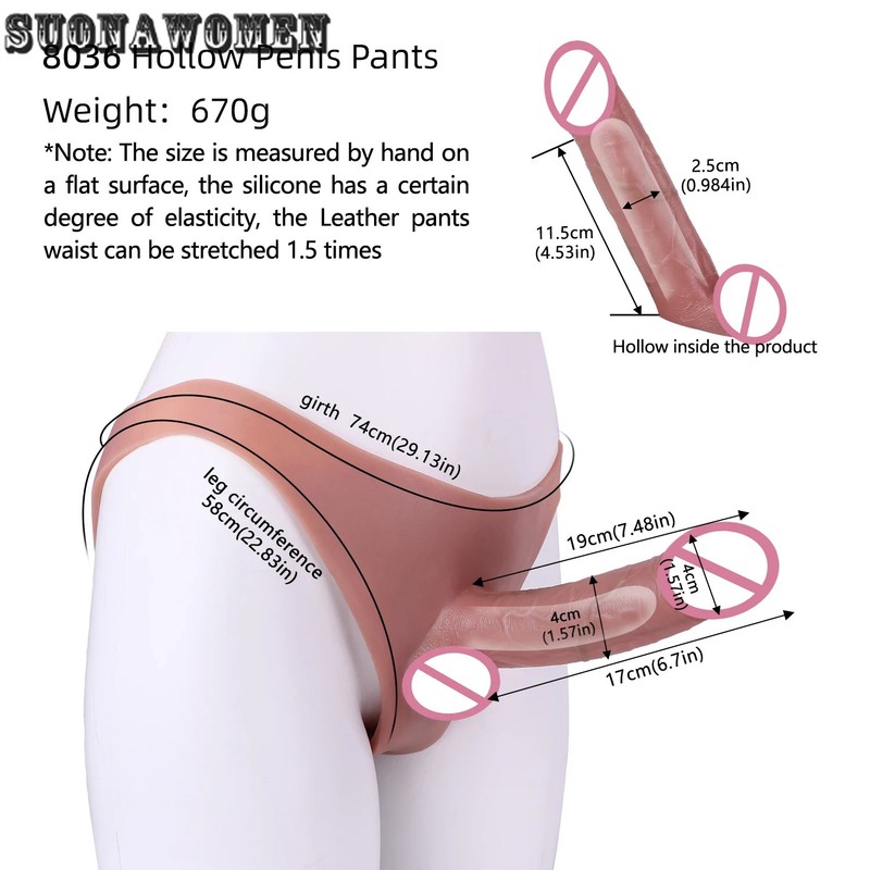 Dark Color Skin Touch Pants With Veins Large Hollow Dildo Silicone Dick Extender gallery