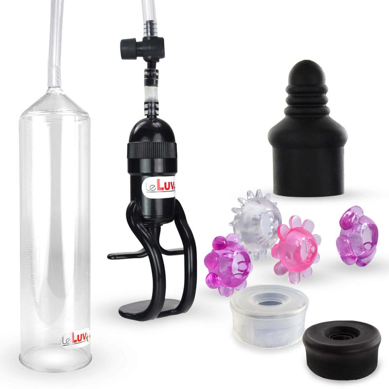 LeLuv Penis Pump EasyOp Zgrip with Black, Clear, Septum and Jelly Rings