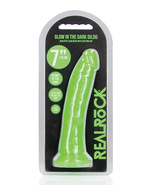 Shots Realrock 7&Prime; Slim Dildo Glow In The Dark – Neon Green