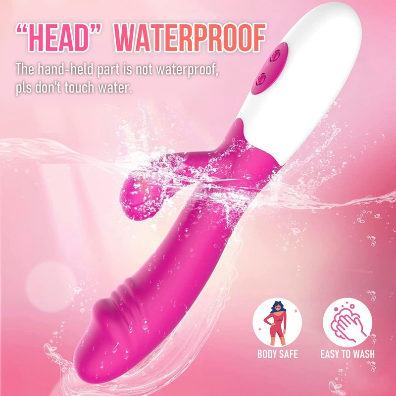 Dual Rabbit Vibrator for Women - Made of Body-Safe Silicone, Waterproof Massager gallery