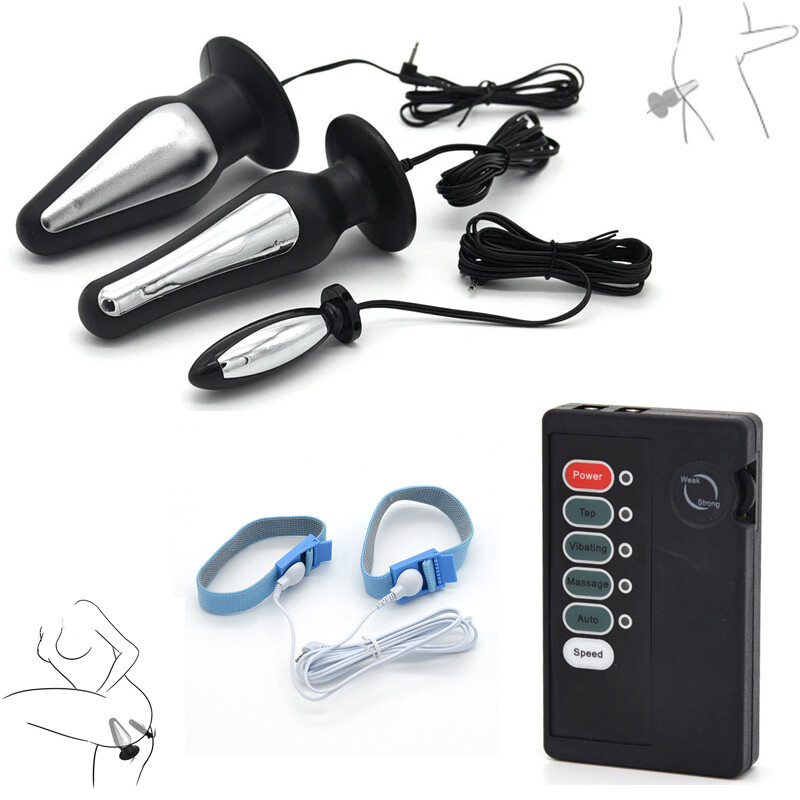 Anal Plug Butt Penis E-Stim Cock Rings Flirting Shock G-Spot Sex Toys Waterproof